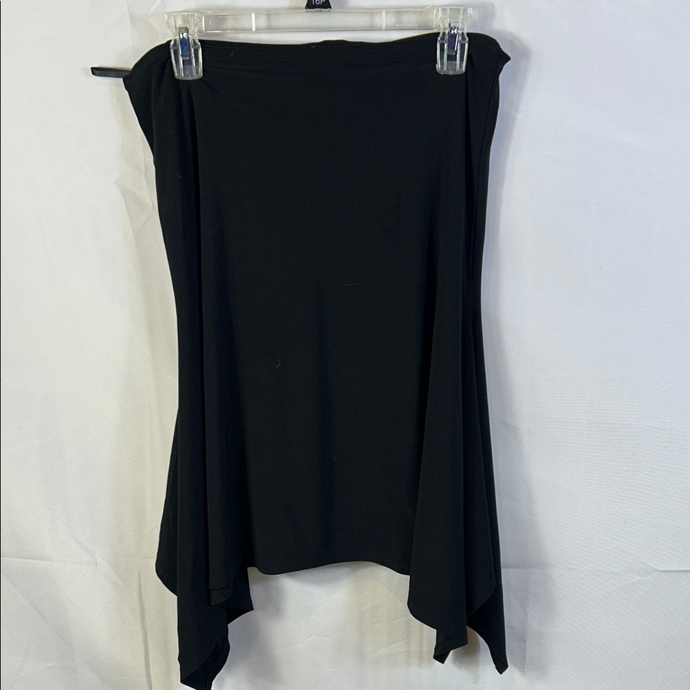 White House Black Market Asymmetrical Black Skirt size small stretch waistband